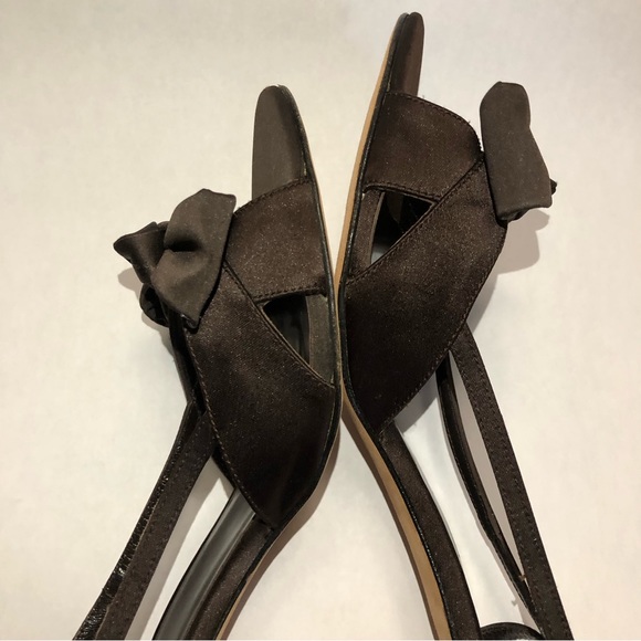 Jon Josef Brown Satin Slingback Pumps with Bow, size 10B. - Picture 7 of 12